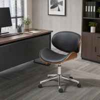 Vinsetto Chair, Faux Leather and Bentwood Computer Desk Chair with 360 Degree Swivel Wheels, Black(m-8)
