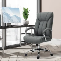 Vinsetto High Back Swivel Office Chair Task Ergonomic Linen Fabric Computer Chair, with Arm, Adjustable Height, Grey(m-1)