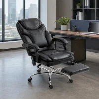 Vinsetto 6 Point Vibration Massage Office Chair, PU Leather Heated Reclining Computer Chair with Footrest, Black(m-1)