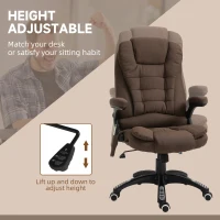 Vinsetto Reclining Massage Office Chair, Executive Office Chair with High Back, Swivel Wheels, Brown(m-5)