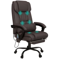 Vinsetto 6-Point Vibration Massage Chair, Height Adjustable Reclining Computer Chair with Retractable Footrest, Brown(m-11)