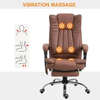 Vinsetto Office Chair 6-point Vibration Massage Chair Micro Fiber Recliner with Retractable Footrest Brown(m-6)