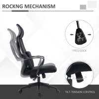 Vinsetto Office Chair High Back, Ergonomic Mesh Computer Chair Executive Task Chair with Massage Lumbar Support & Headrest Rocking(m-4)