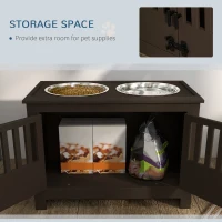 PawHut Dog Food Storage Cabinet with Bowls & Dog Feeding Station, Espresso(m-5)
