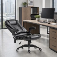 Vinsetto Reclining Massage Office Chair, Executive Office Chair with High Back, Swivel Wheels, Black(m-1)