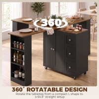HOMCOM Bar Table with Storage Counter Height Table 3 Drawers Side Shelves, Walnut and Black(m-4)