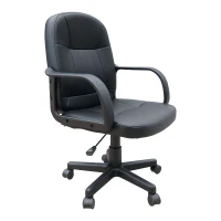 HOMCOM Desk Office Chair PU Leather Mid-Back Swivel Computer PC Adjustable Height Black(m-2)