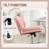 HOMCOM Armless Office Chair, Armless Wide Office Chair with Leathaire Upholstery, Tilting, No Wheels, Pink(m-7)