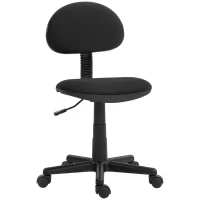 HOMCOM Small Desk Chair, Armless Office Chair with Adjustable Height, 360° Swivel Wheels, Low Back for Small Spaces, Black(m-9)
