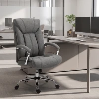 Vinsetto High Back Swivel Office Chair Task Ergonomic Linen Fabric Computer Chair, with Arm, Adjustable Height, Grey(m-8)