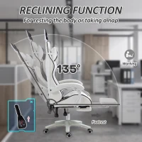 HOMCOM Cute Racing Gamer Chair, PU Leather Gaming Chair with Footrest, Headrest and Lumbar Support, Black(m-6)