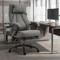Vinsetto High-Back Massage Office Chair, Swivel Reclining Chair with 2-Point Vibration Removable Headrest, USB Power and Adjustable Height, Grey(m-8)