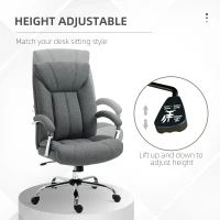 Vinsetto High Back Swivel Office Chair Task Ergonomic Linen Fabric Computer Chair, with Arm, Adjustable Height, Grey(m-4)