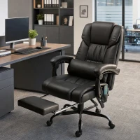 Vinsetto 6-Point Vibration Massage Chair, Height Adjustable Reclining Computer Chair with Retractable Footrest, Black(m-8)