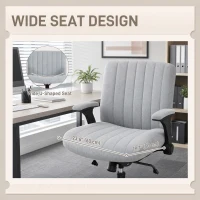 HOMCOM Armless Office Chair with Flip-up Armrests, Wheels, Wide Office Chair with Adjustable Height, Tilting, Grey(m-4)