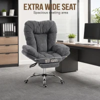 HOMCOM Armless office chair with Wheels, Waterfall Armrests, Overstuffed Wide Office Chair with Footrest, Dark Grey(m-4)