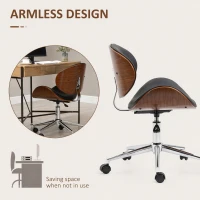 Vinsetto Chair, Faux Leather and Bentwood Computer Desk Chair with 360 Degree Swivel Wheels, Black(m-5)