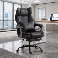 HOMCOM Executive Office Chair, Leathaire Big and Tall Office Chair 400 lbs with Wide Seat, Reclining, Lumbar Support, Black(m-8)