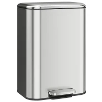 HOMCOM 50L/13.2 Gallon Garbage Can, Stainless Steel Trash Can with Removable PP Inner Bucket, Soft-Close Lid, Silver(m-2)