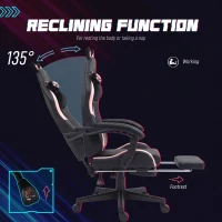 HOMCOM Cute Racing Gamer Chair, Faux Leather Gaming Chair with Footrest, Headrest and Lumbar Support, Black(m-6)