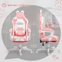 HOMCOM Cute Racing Gamer Chair, Faux Leather Gaming Chair with Footrest, Headrest and Lumbar Support, Pink(m-3)