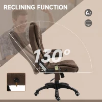 Vinsetto Reclining Massage Office Chair, Executive Office Chair with High Back, Swivel Wheels, Brown(m-7)