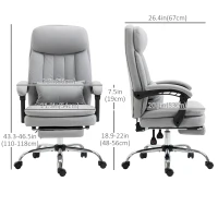 Vinsetto High Back Office Chair, Microfibre Computer Desk Chair with Lumbar Support Pillow, Foot Rest, Reclining Back, Arm, Grey(m-3)