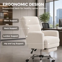 HOMCOM Office Chair, Teddy Fleece Executive Computer Desk Chair with Foldable Armrests, Wide Seat, Cream White(m-7)