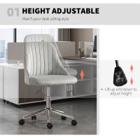 Vinsetto Velvet Office Chair with Adjustable Height, Swivel Wheels for Office, Cream(m-4)