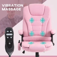 Vinsetto 6 Point Vibrating Massage Office Chair High Back Executive Chair with Reclining Back, Swivel Wheels, Pink(m-4)
