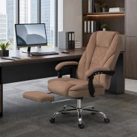 Vinsetto Massage Office Chair, Reclining Computer Chair with Adjustable Height and Footrest, Brown(m-1)