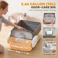 PawHut Automatic Cat Litter Box, Self Cleaning Litter Box with App Control, Open-Top, Grey(m-7)
