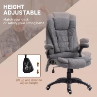Vinsetto Executive Office Chair, High Back Ergonomic Chair with 6-Point Vibration, 130° Reclining Back, Adjustable Height, Grey(m-5)