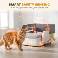 PawHut Automatic Cat Litter Box, Self Cleaning Litter Box with App Control, Open-Top, Grey(m-5)