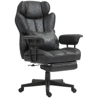 HOMCOM Big and Tall Office Chair with Foot Rest, 400LBS High Back Desk Chair with Padded Armrests, Lumbar Support, Black(m-2)
