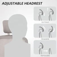 HOMCOM Ergonomic Mesh Office Chair, High Back Desk Chair with Rotatable Headrest, Flip-Up Armrests, Lumbar Support, Grey, White(m-5)