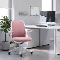 Vinsetto 360° Swivel Office Chair Task Chair, Breathable Fabric Computer Chair with Flip-up Arms and Adjustable Height, Pink(m-8)