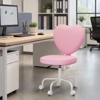HOMCOM Heart Love Shaped Back Design Office Chair with Adjustable Height, Pink(m-1)