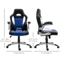 HOMCOM Racing Gaming Chair PU Leather Gamer Chair with Adjustable Height, Flip Up Armrest, Blue(m-3)