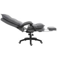 Vinsetto Office Chair 360° Swivel Adjustable Height Linen Style Fabric Recliner with Retractable Footrest and Double Padding, Grey(m-9)