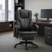 Vinsetto Office Chair High Back 6-Point Vibration Massage Reclining 360° Swivel Height Adjustable with Retractable Footrest(m-8)