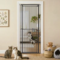 PawHut 44"-79" Extra Tall Pet Gate, Dog Gate with Two-Way Open, Narrow Bar Spacing, Pressure Mounted for Cats & Dogs, Black(m-10)