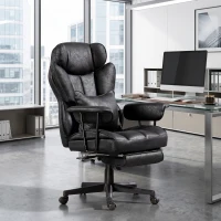 HOMCOM Big and Tall Office Chair with Foot Rest, 400LBS High Back Desk Chair with Padded Armrests, Lumbar Support, Black(m-1)