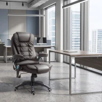HOMCOM Executive Massage Chairs Heated High Back Reclining Office Chair Swivel Leather Adjustable Vibrating Furniture Black(m-1)