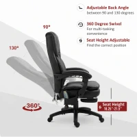 Vinsetto Office Chair High Back 6-Point Vibration Massage Reclining 360° Swivel Height Adjustable with Retractable Footrest(m-5)