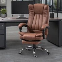 Vinsetto Office Chair 6-point Vibration Massage Chair Micro Fiber Recliner with Retractable Footrest Brown(m-1)