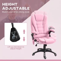 Vinsetto 6 Point Vibrating Massage Office Chair High Back Executive Chair with Reclining Back, Swivel Wheels, Pink(m-5)