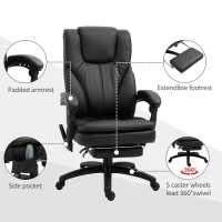 Vinsetto Office Chair High Back 6-Point Vibration Massage Reclining 360° Swivel Height Adjustable with Retractable Footrest(m-6)