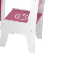 Qaba 3 Pieces Kids Table and Chair Set with Bookshelves, for Classroom, Home, Nursery, Playroom, for Read, Draw, Art, Pink(m-9)