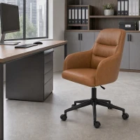 HOMCOM Swivel Office Chair, Faux Leather Desk Chair with Adjustable Height for office spaces, work, Brown(m-7)